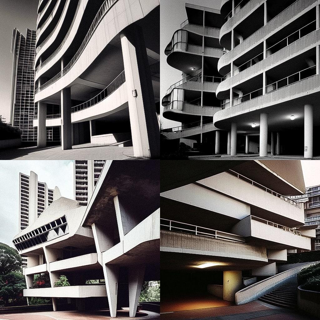 Harry Seidler style, Midjourney Niji 4, render 1 of 4