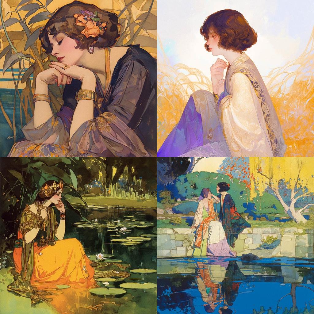 Harry Siddons Mowbray style, Midjourney Niji 5, render 1 of 4