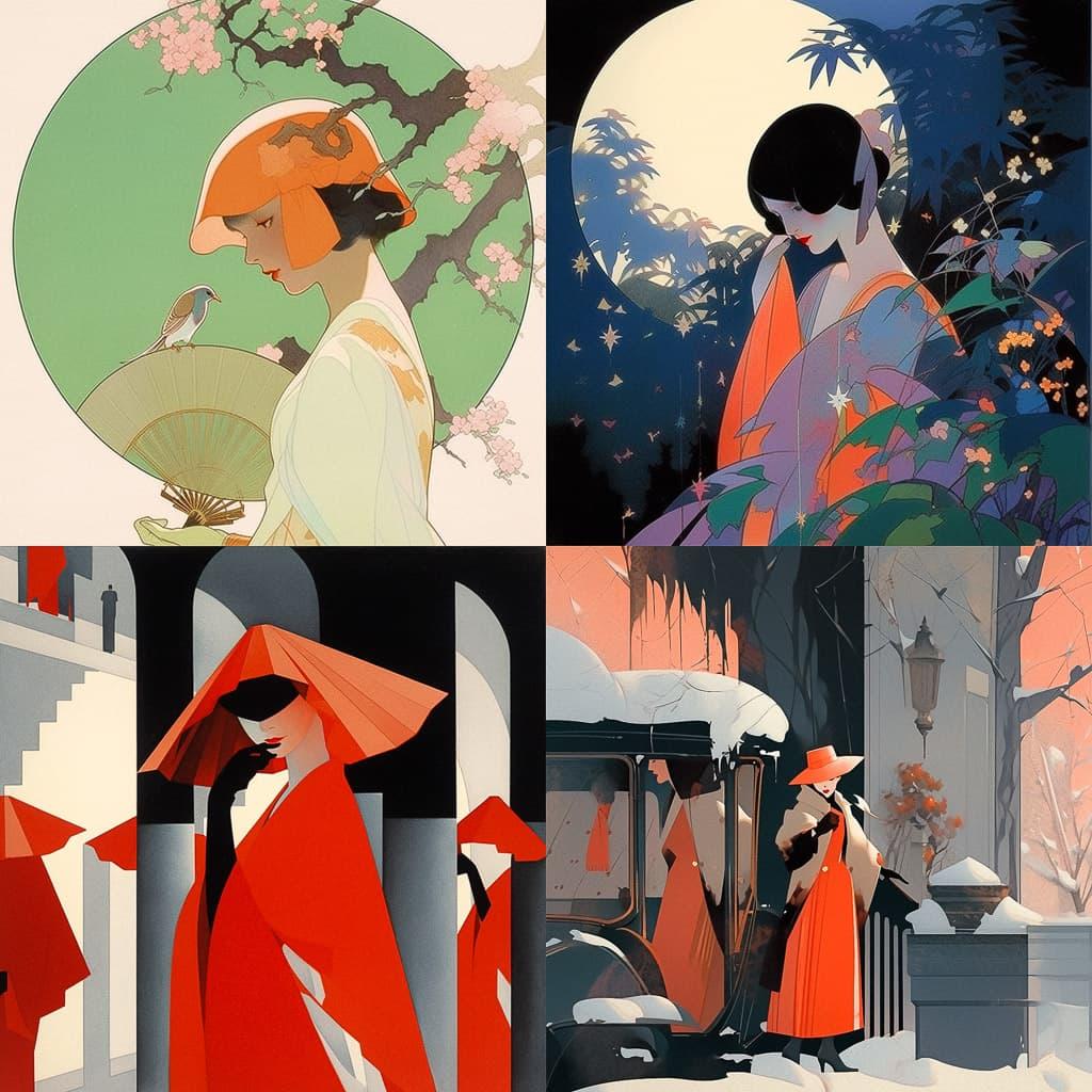 Harry Watrous style, Midjourney Niji 5, render 1 of 4