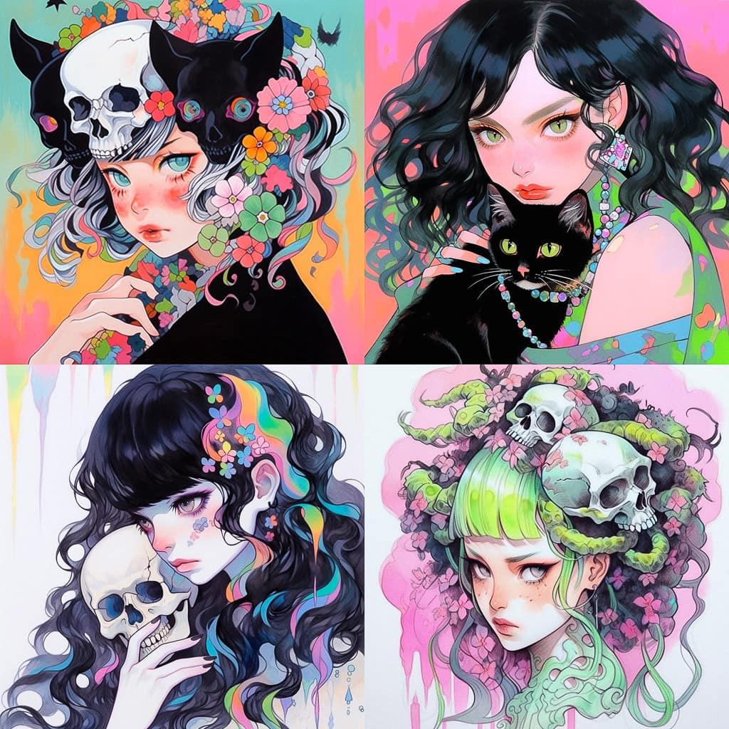 Harumi Hironaka style, Midjourney Niji 5, render 1 of 4