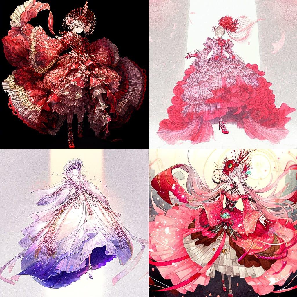 Haute couture fashion style, Midjourney Niji 4, render 1 of 4