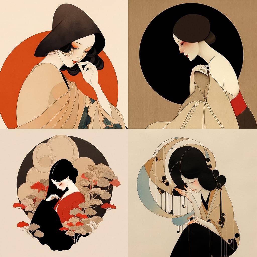 Hayv Kahraman style, Midjourney Niji 5, render 1 of 4