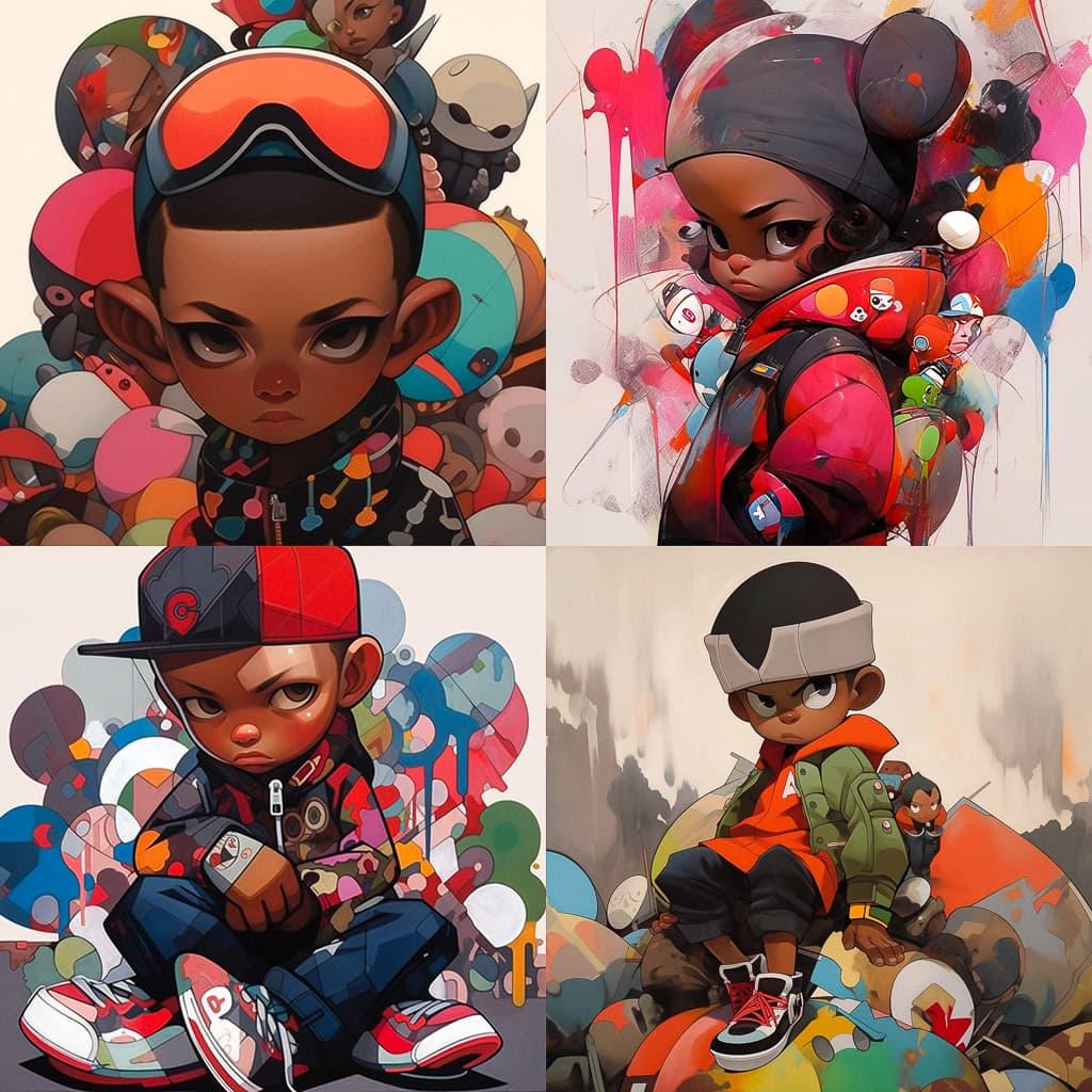 Hebru Brantley style, Midjourney Niji 5, render 1 of 4