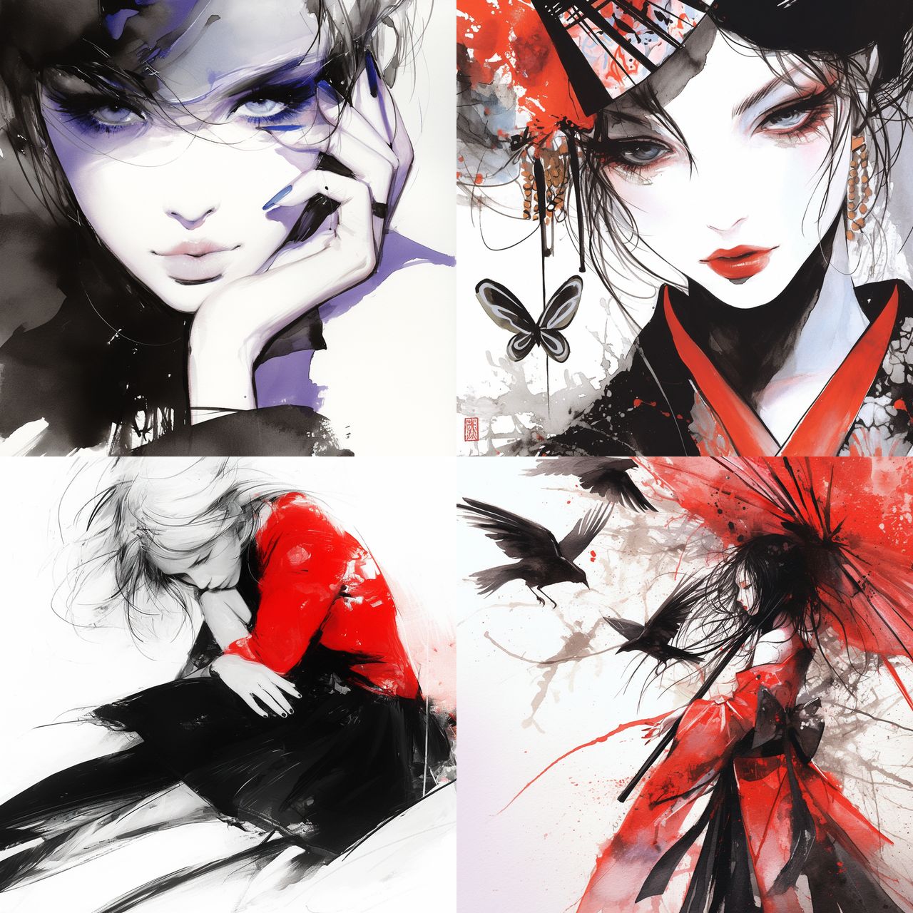 Helen Cottle style, Midjourney Niji 6, render 1 of 4
