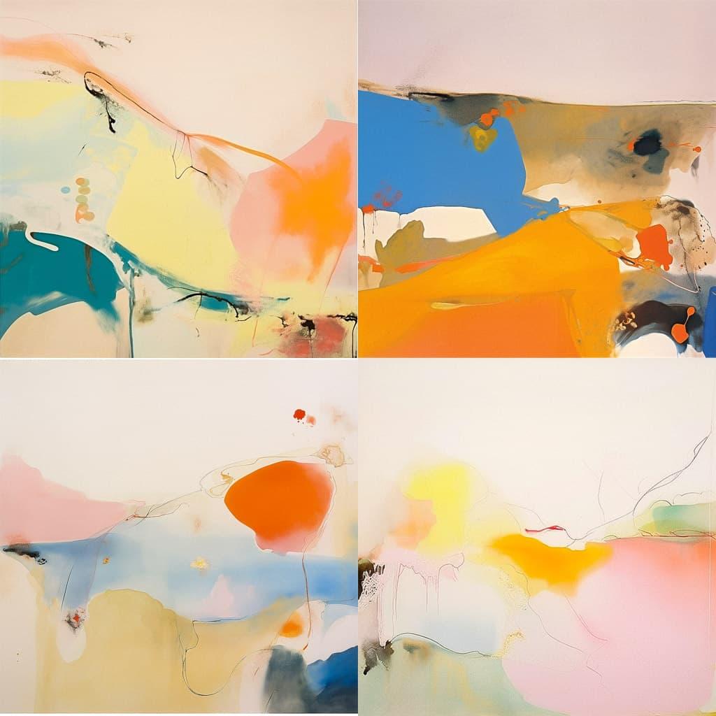 Helen Frankenthaler style, Midjourney Niji 5, render 1 of 4