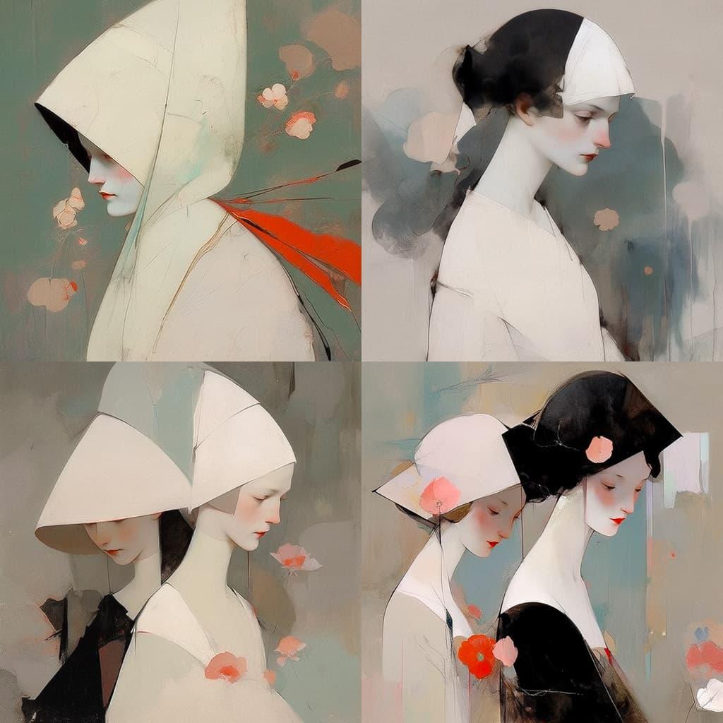 Helene Schjerfbeck style, Midjourney Niji 5, render 1 of 4