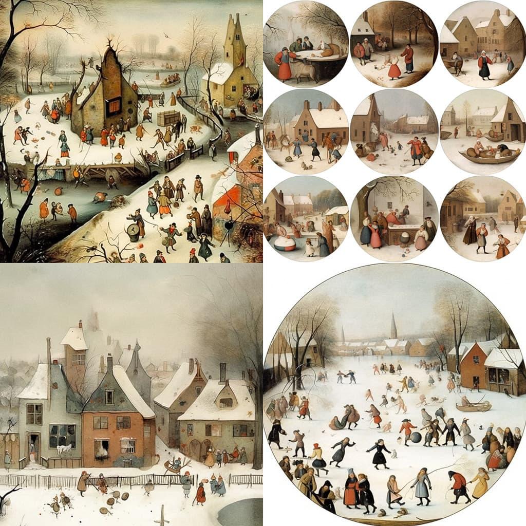 Hendrick Avercamp style, Midjourney Niji 5, render 1 of 4