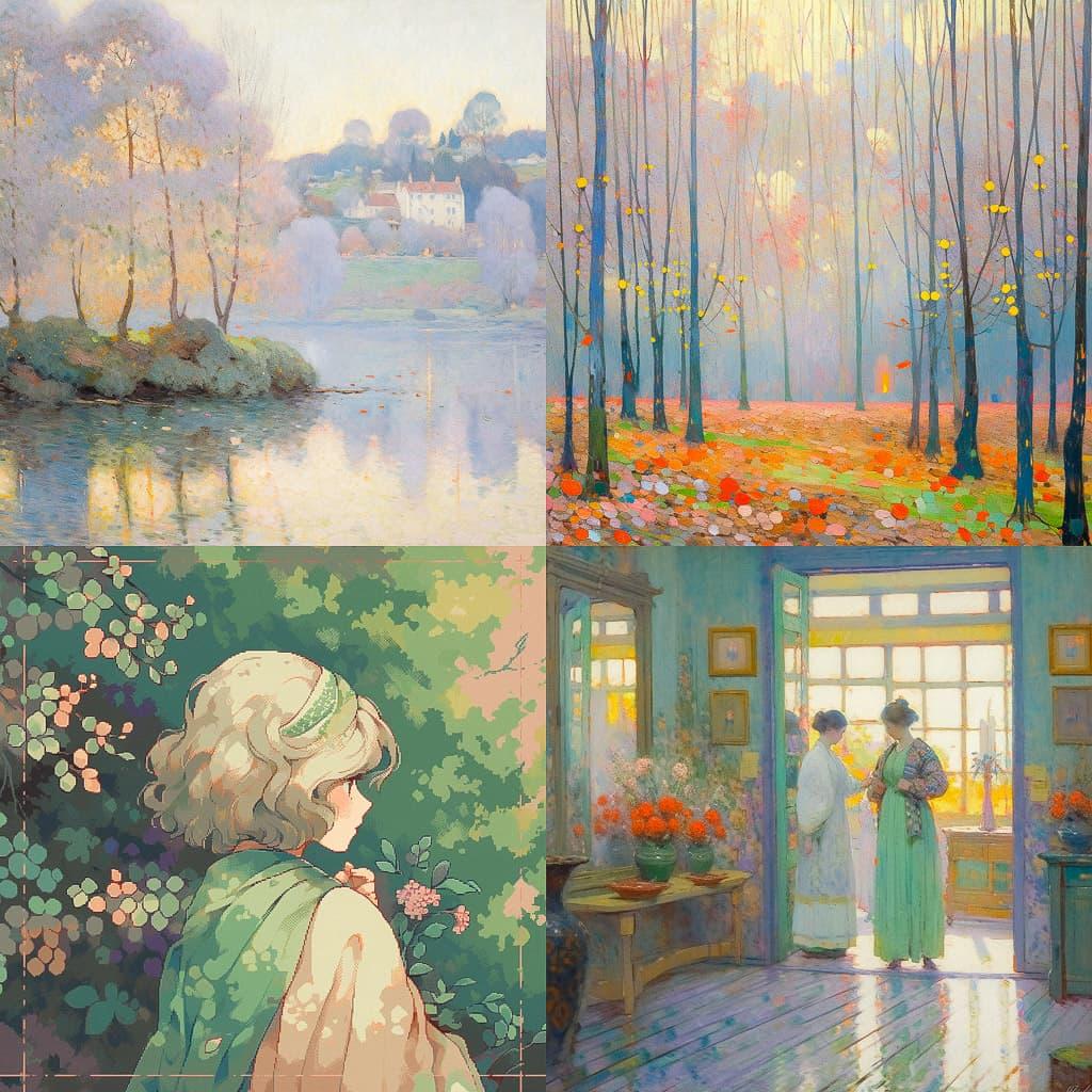 Henri Le Sidaner style, Midjourney Niji 5, render 1 of 4