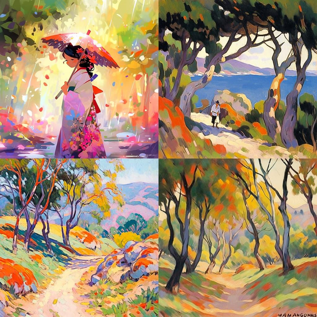 Henri Manguin style, Midjourney Niji 5, render 1 of 4