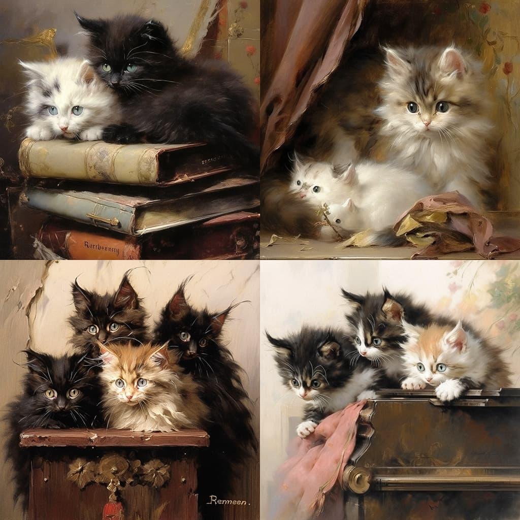 Henriette Ronner-Knip style, Midjourney Niji 5, render 1 of 4