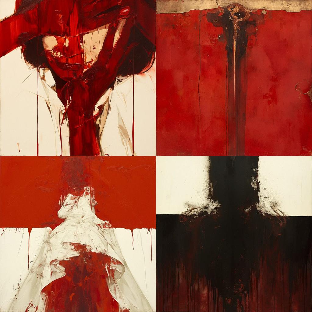 Hermann Nitsch style, Midjourney Niji 5, render 1 of 4