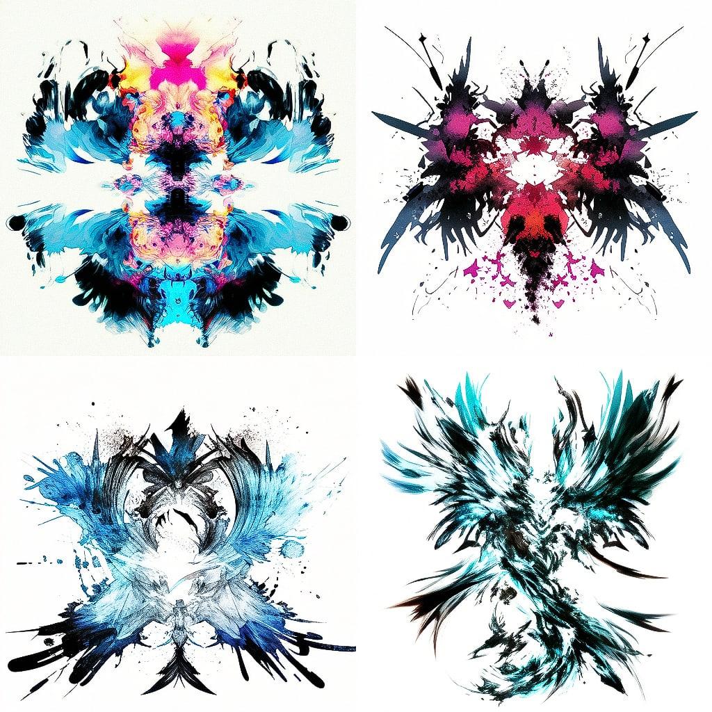 Hermann Rorschach style, Midjourney Niji 4, render 1 of 4