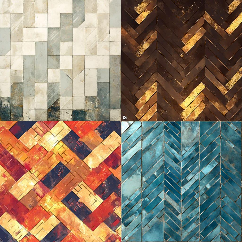 Herringbone texture style, Midjourney Niji 6, render 1 of 4