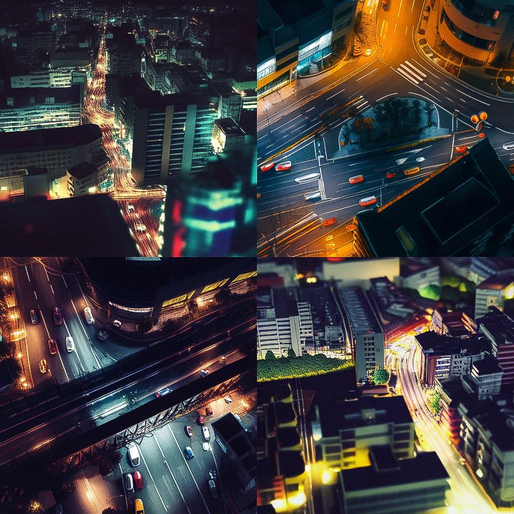 High angle style, Midjourney Niji 5, render 1 of 4