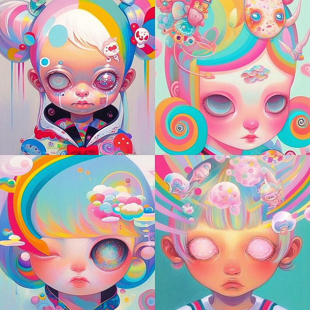 Hikari Shimoda style, Midjourney Niji 4, render 1 of 4