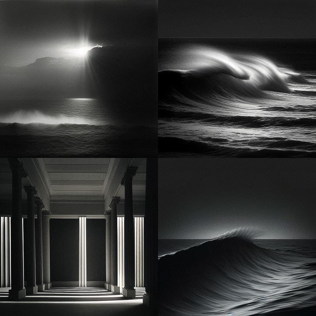 Hiroshi Sugimoto style, Midjourney Niji 5, render 1 of 4