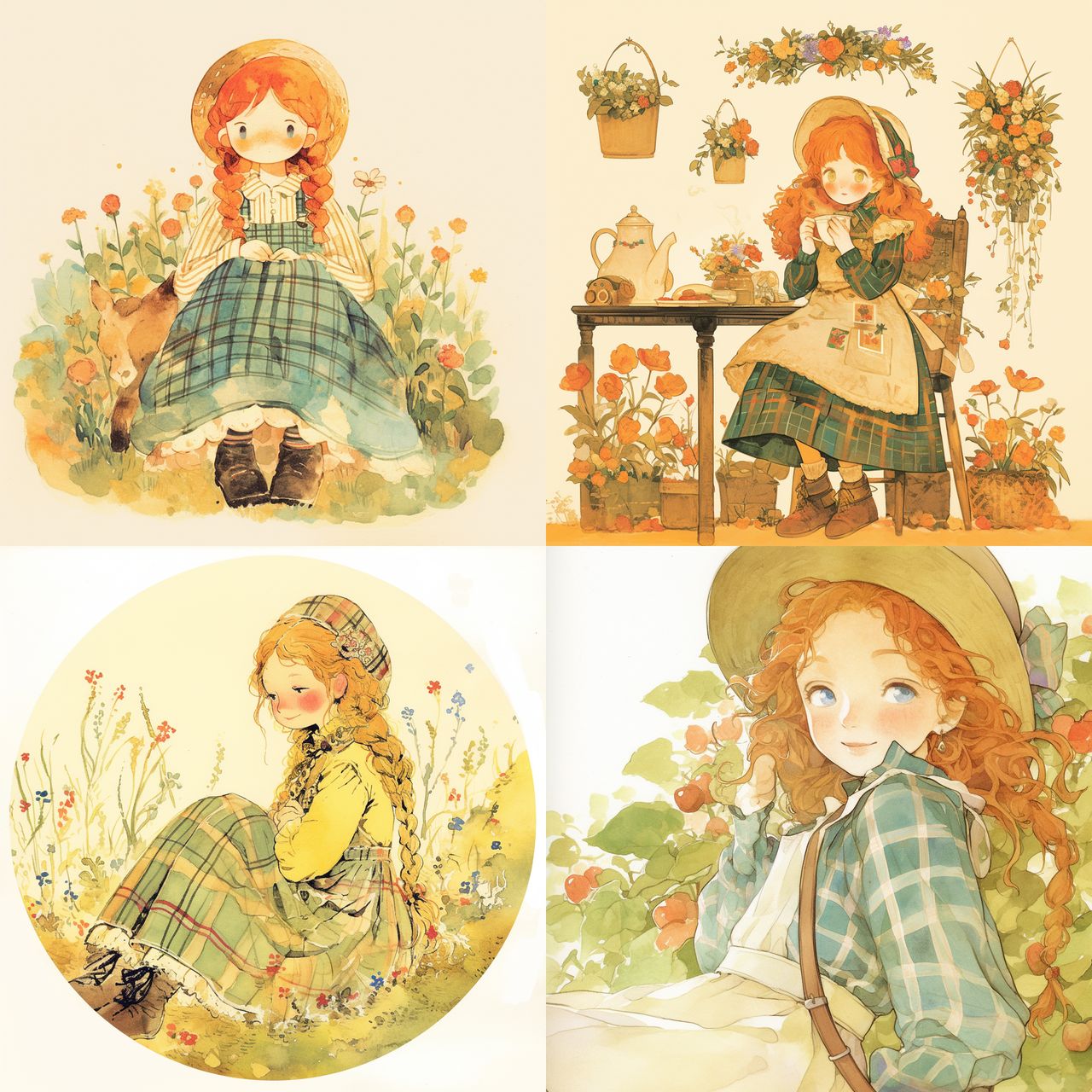 Holly Hobbie style, Midjourney Niji 6, render 1 of 4
