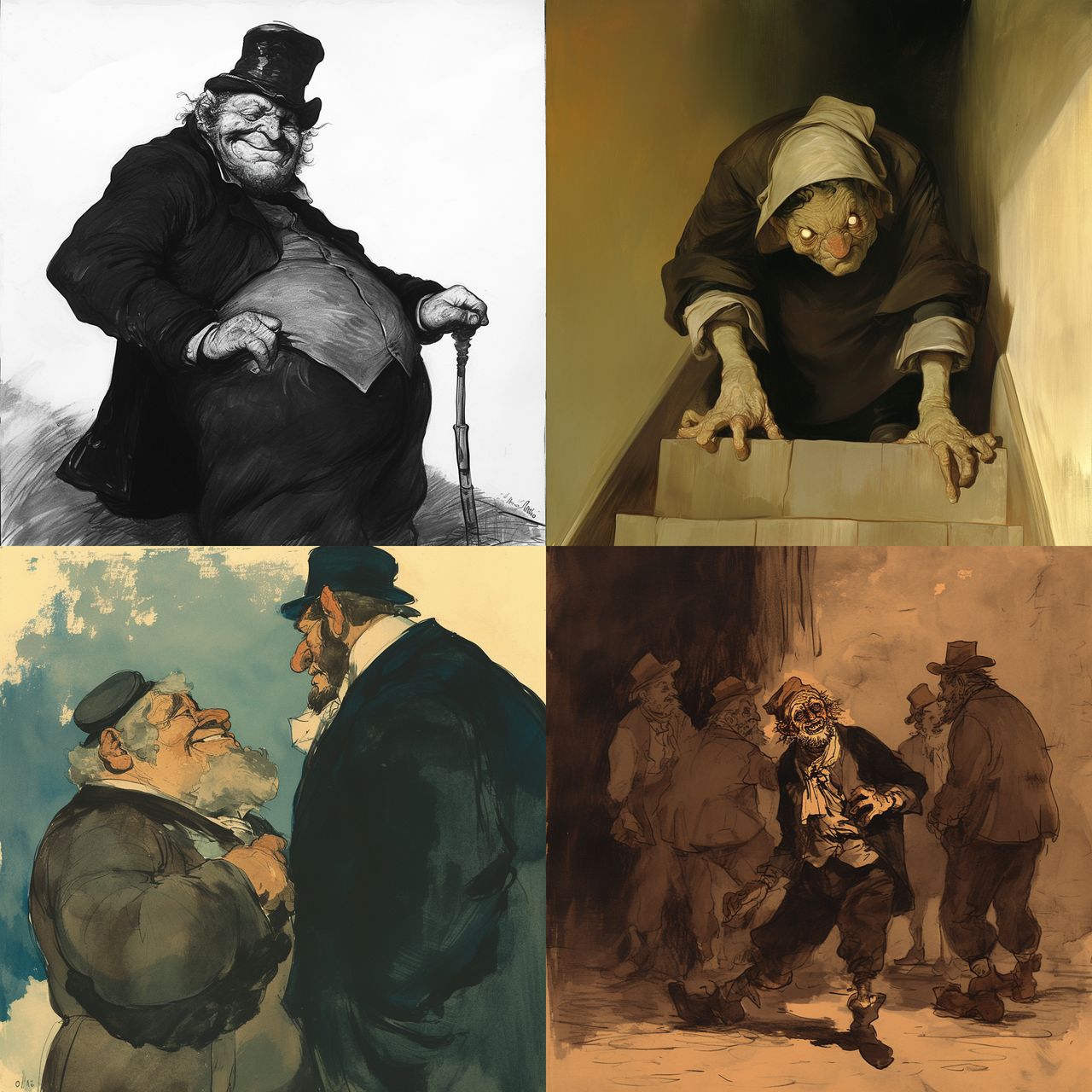 Honore Daumier style, Midjourney Niji 6, render 1 of 4