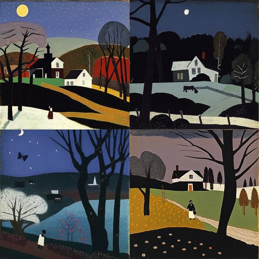 Horace Pippin style, Midjourney Niji 4, render 1 of 4