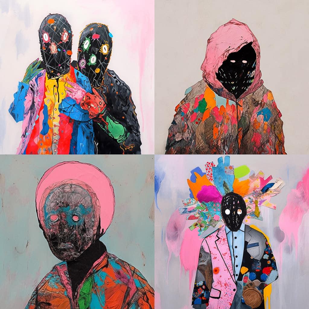 Huma Bhabha style, Midjourney Niji 5, render 1 of 4