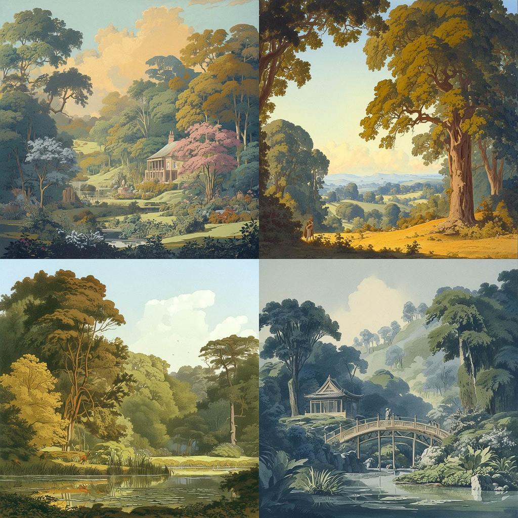 Humphry Repton style, Midjourney Niji 6, render 1 of 4