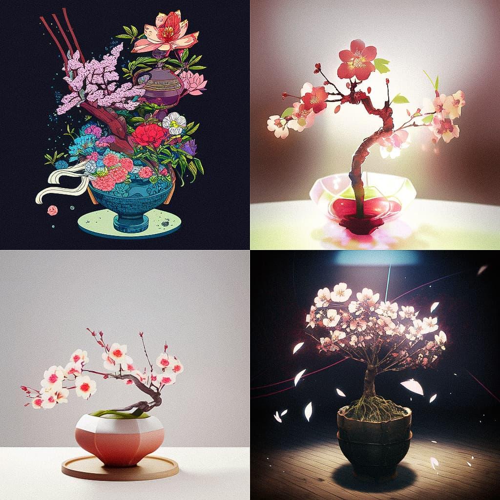 Ikebana style, Midjourney Niji 5, render 1 of 4