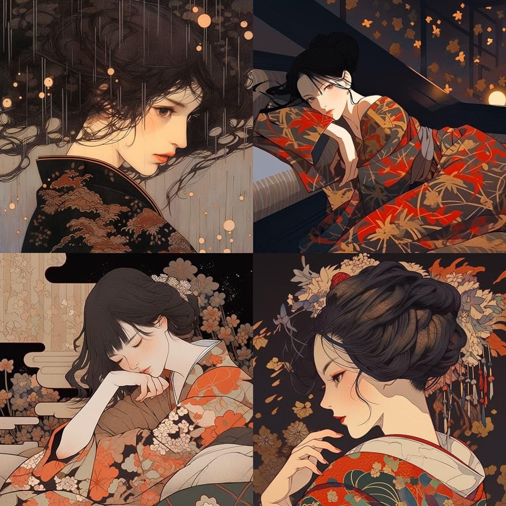 Ikenaga Yasunari style, Midjourney Niji 5, render 1 of 4