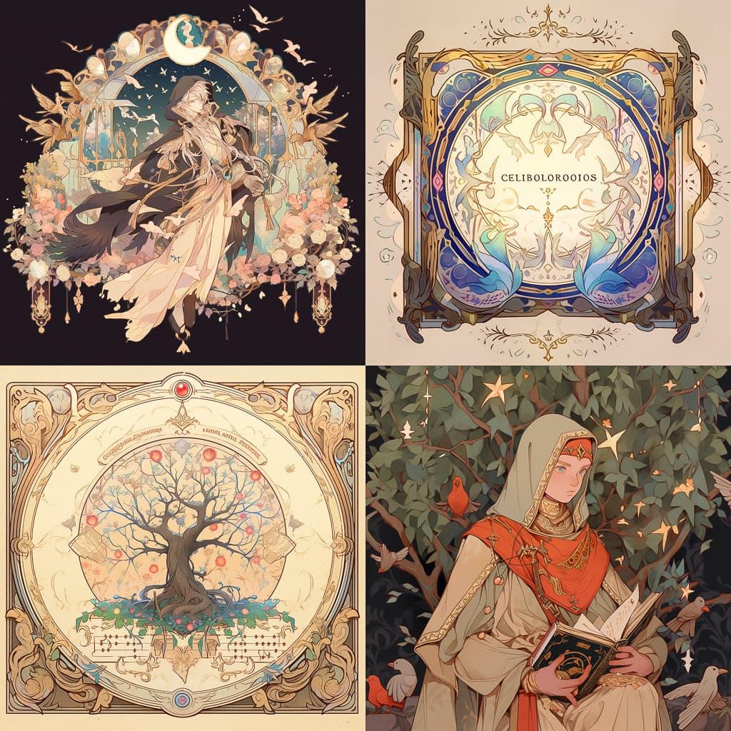 Illuminated manuscript style, Midjourney Niji 5, render 1 of 4