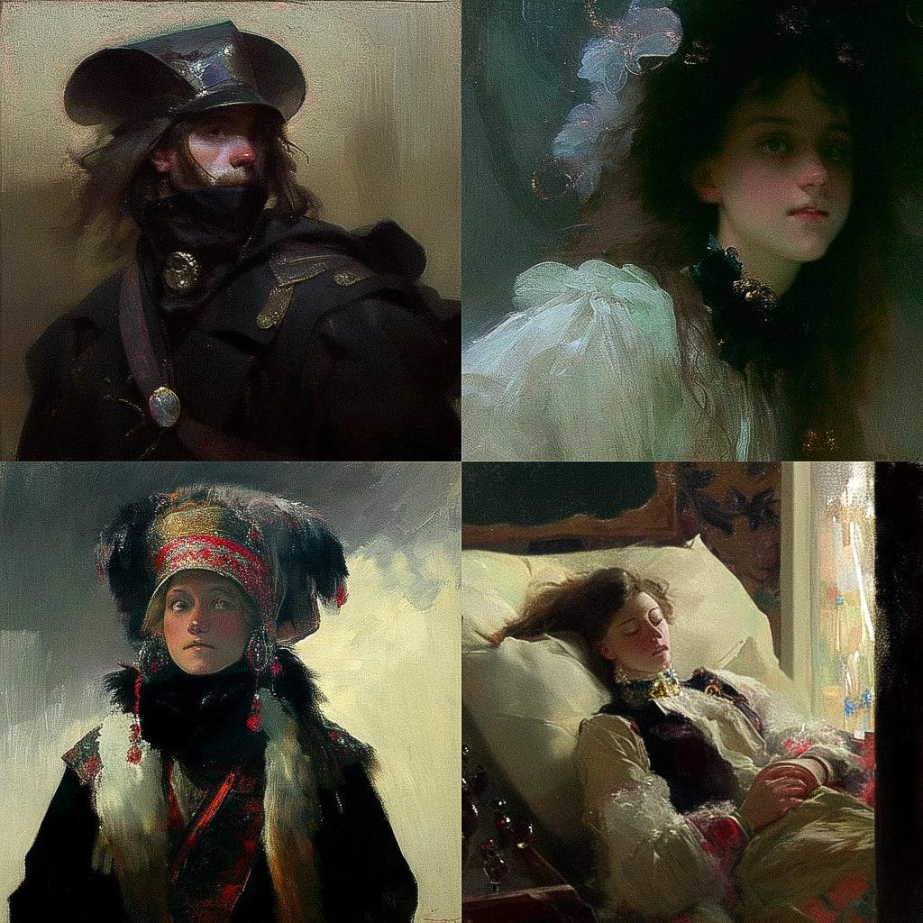 Ilya Repin style, Midjourney Niji 4, render 1 of 4