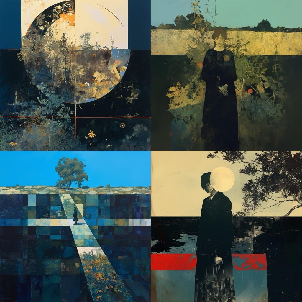 Imants Tillers style, Midjourney Niji 6, render 1 of 4