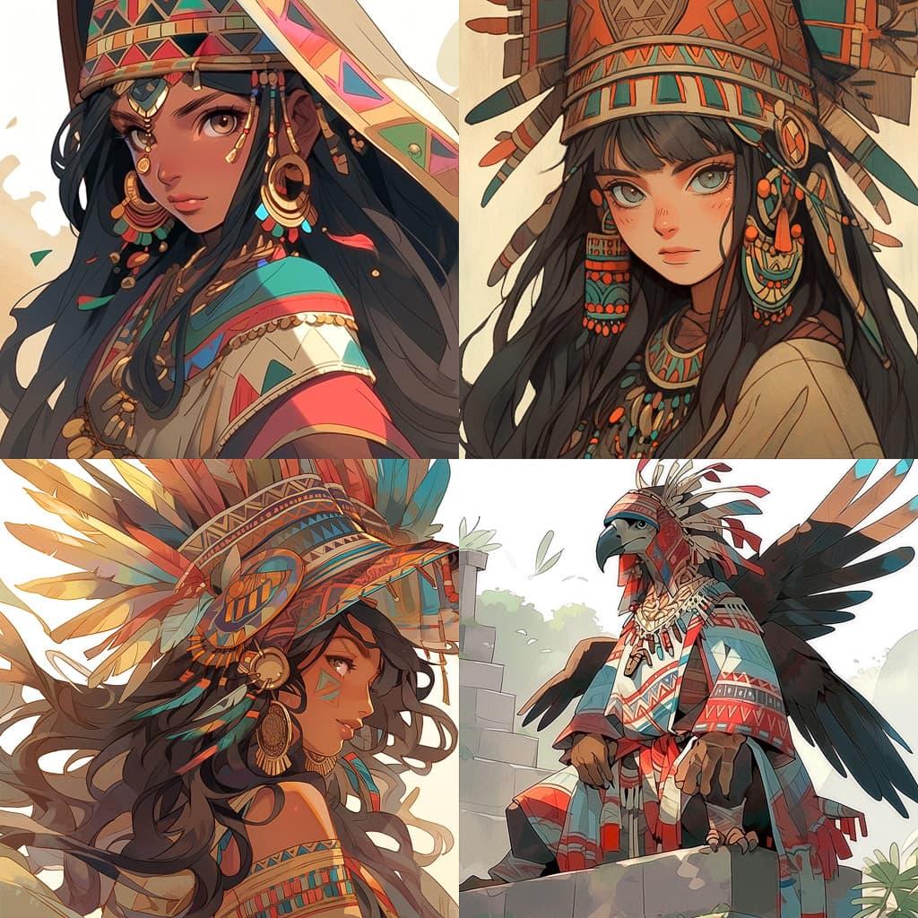 Inca art style, Midjourney Niji 5, render 1 of 4