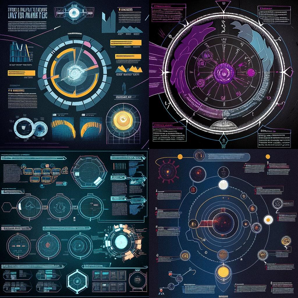 Infographic style, Midjourney Niji 4, render 1 of 4