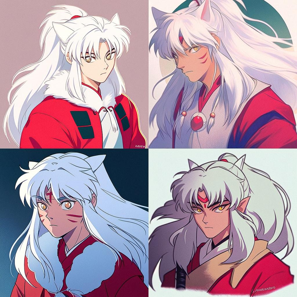 Inuyasha style, Midjourney Niji 4, render 1 of 4