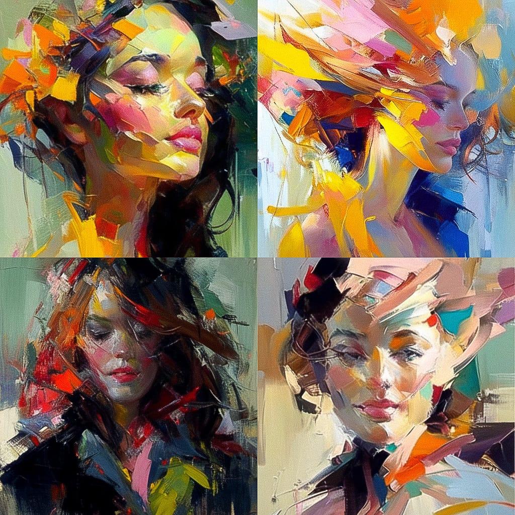 Iryna Yermolova style, Midjourney Niji 4, render 1 of 4