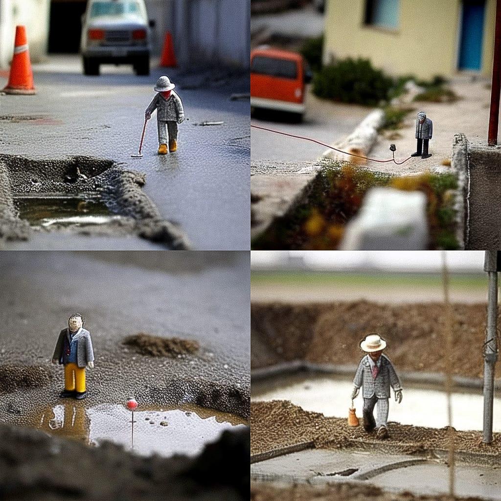 Isaac Cordal style, Midjourney Niji 4, render 1 of 4