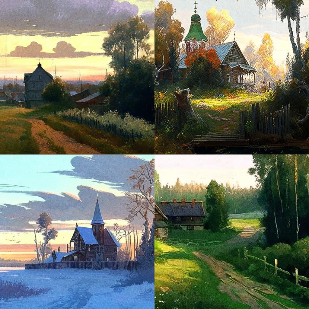 Isaac Levitan style, Midjourney Niji 5, render 1 of 4