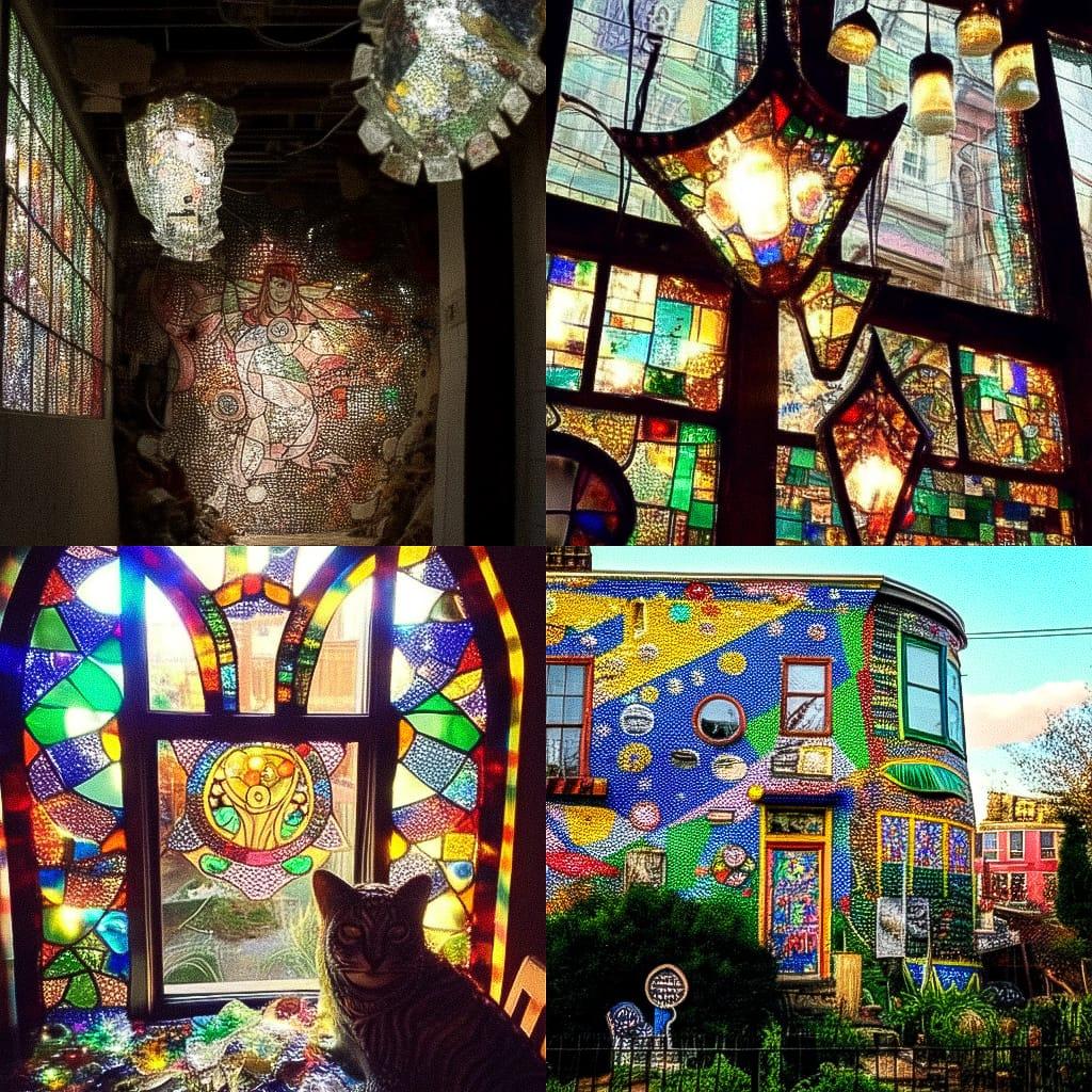 Isaiah Zagar style, Midjourney Niji 4, render 1 of 4