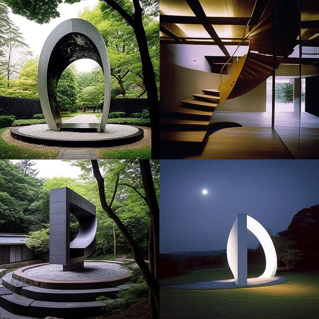 Isamu Noguchi style, Midjourney Niji 4, render 1 of 4