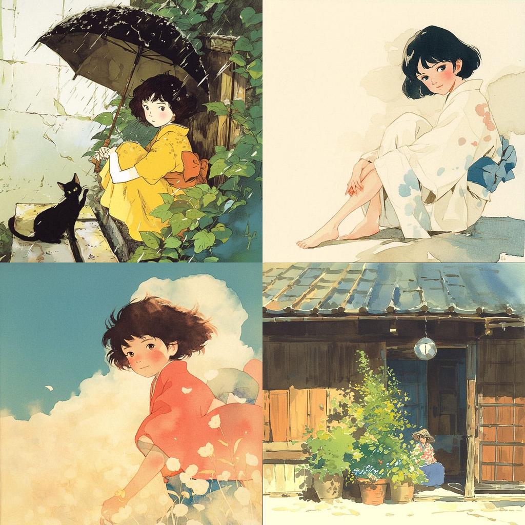 Isao Takahata style, Midjourney Niji 6, render 1 of 4