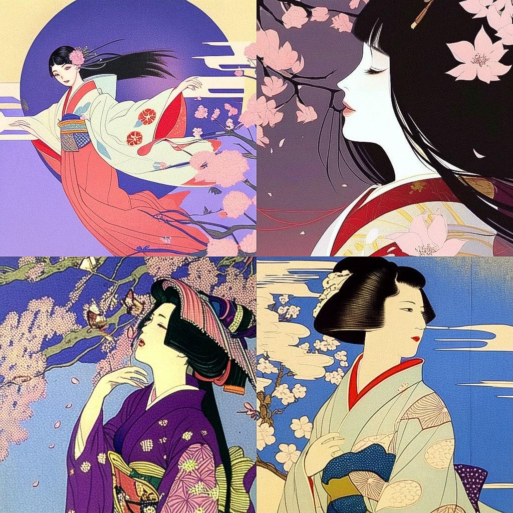Ito Shinsui style, Midjourney Niji 4, render 1 of 4