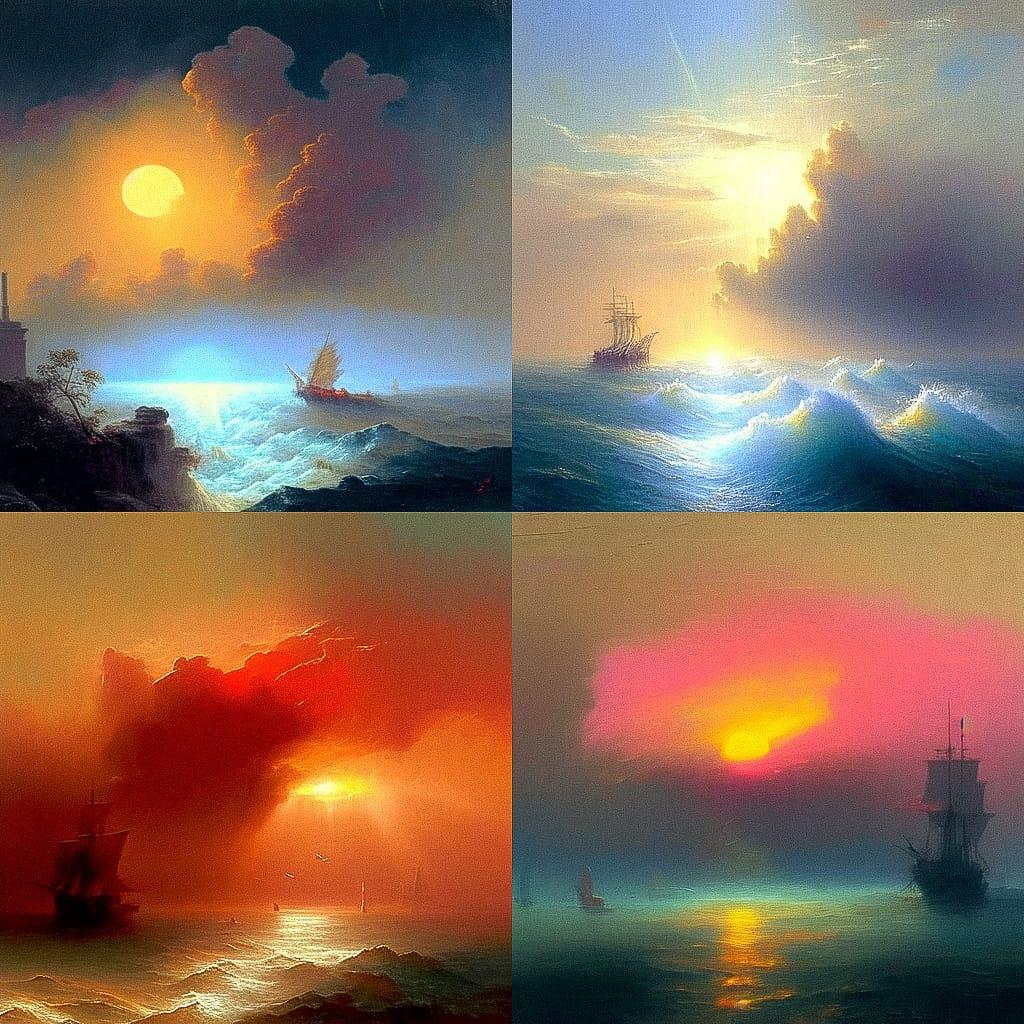 Ivan Aivazovsky style, Midjourney Niji 4, render 1 of 4