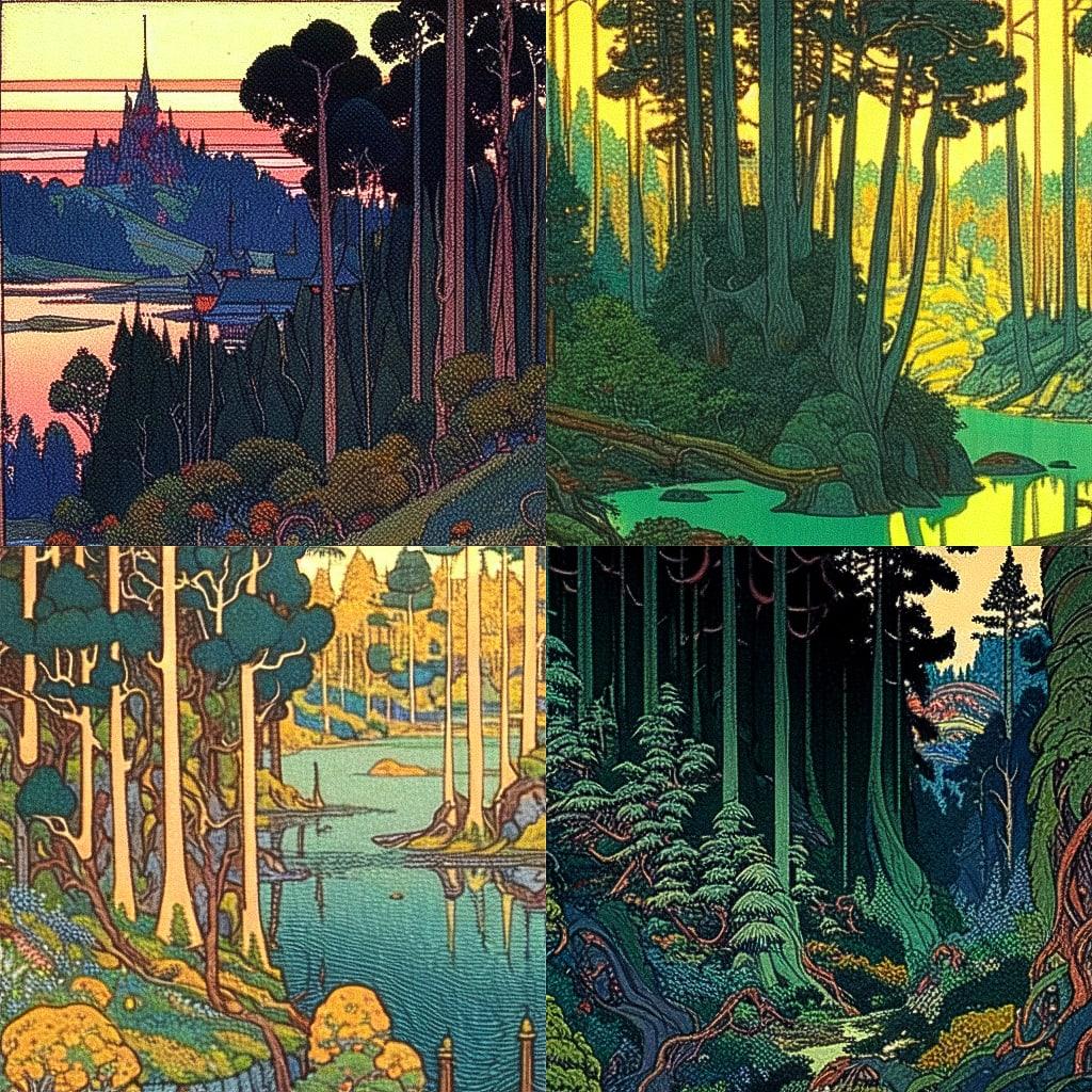 Ivan Bilibin style, Midjourney Niji 4, render 1 of 4
