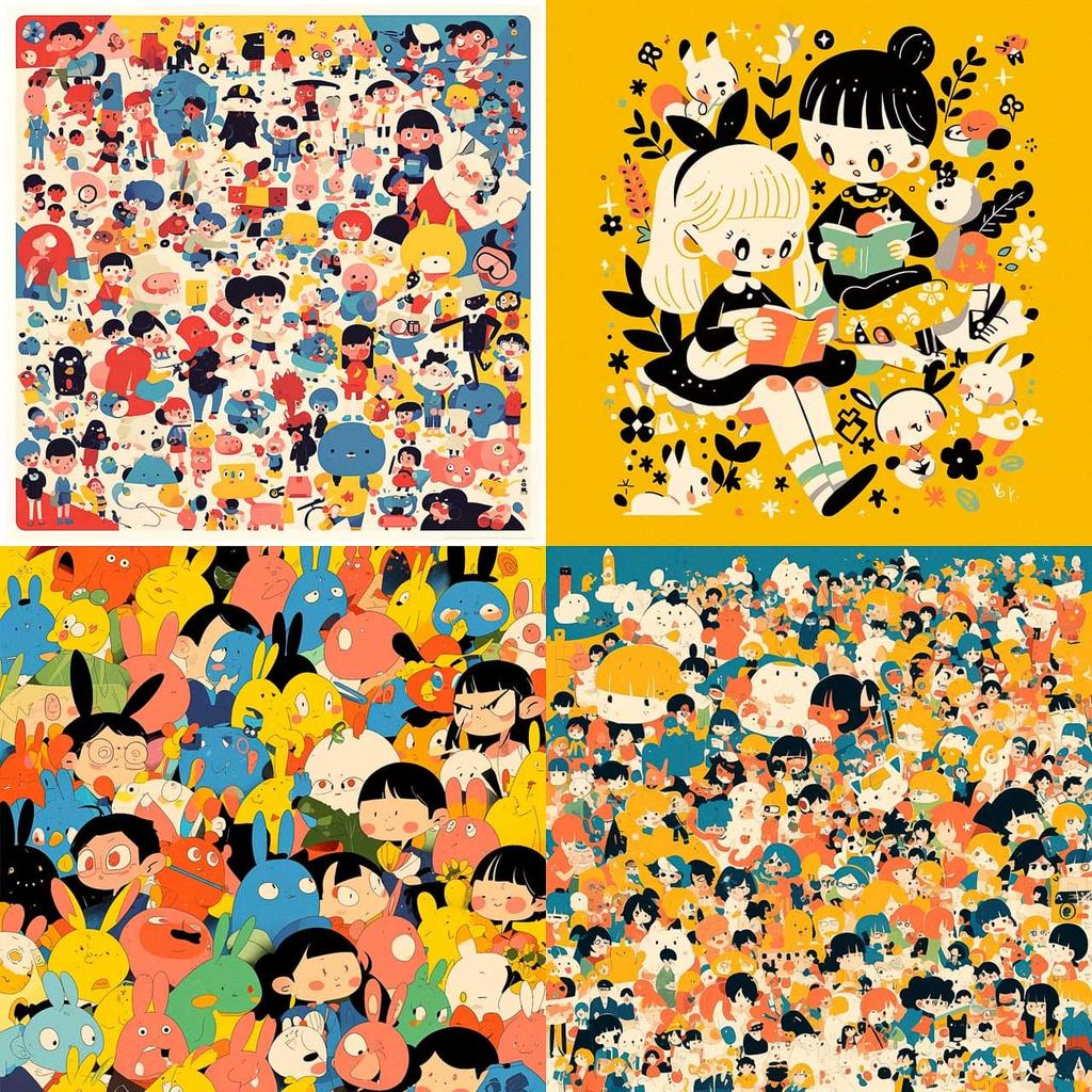 Ivan Brunetti style, Midjourney Niji 5, render 1 of 4