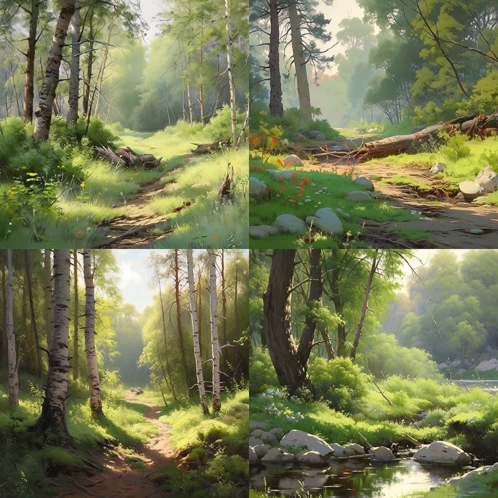Ivan Shishkin style, Midjourney Niji 4, render 1 of 4