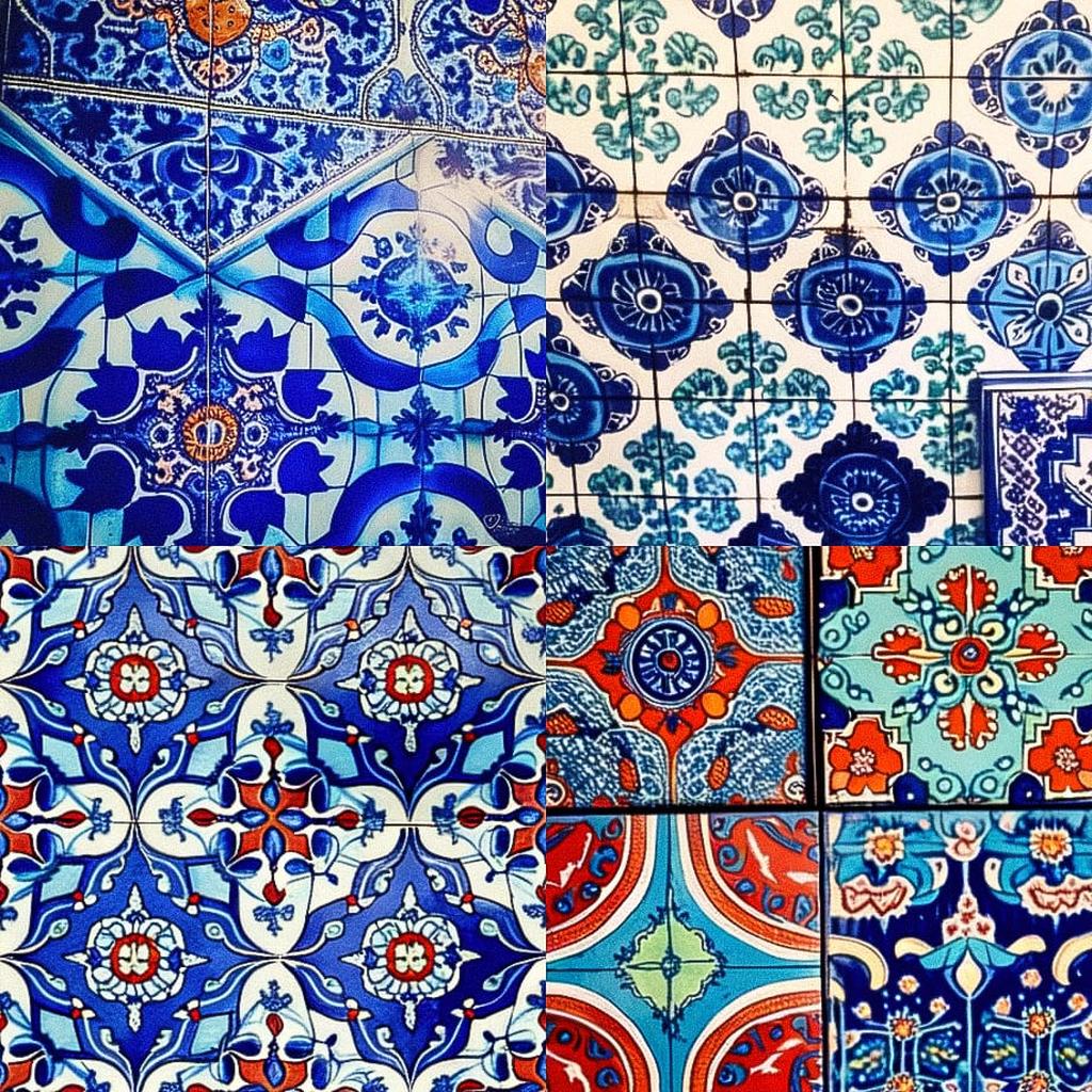 Iznik tiles style, Midjourney Niji 4, render 1 of 4