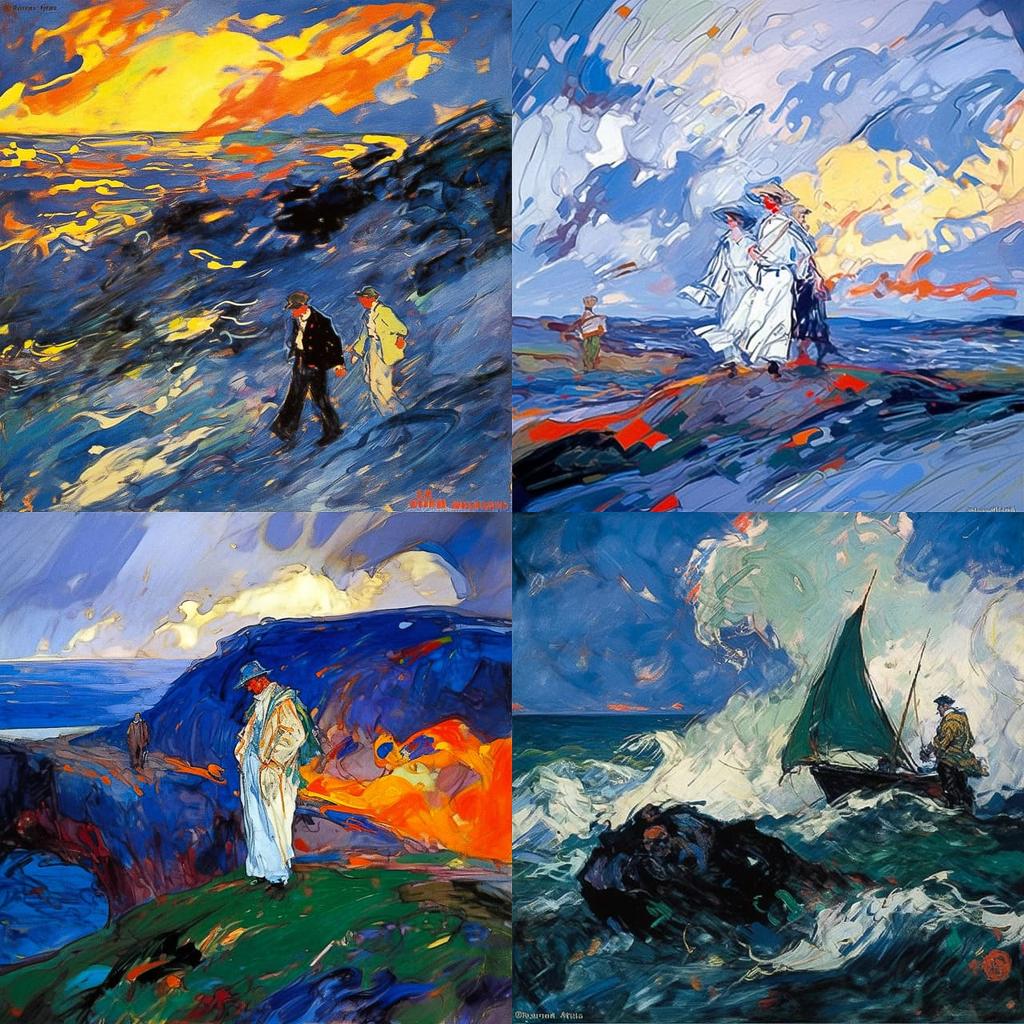 Jack Butler Yeats style, Midjourney Niji 5, render 1 of 4