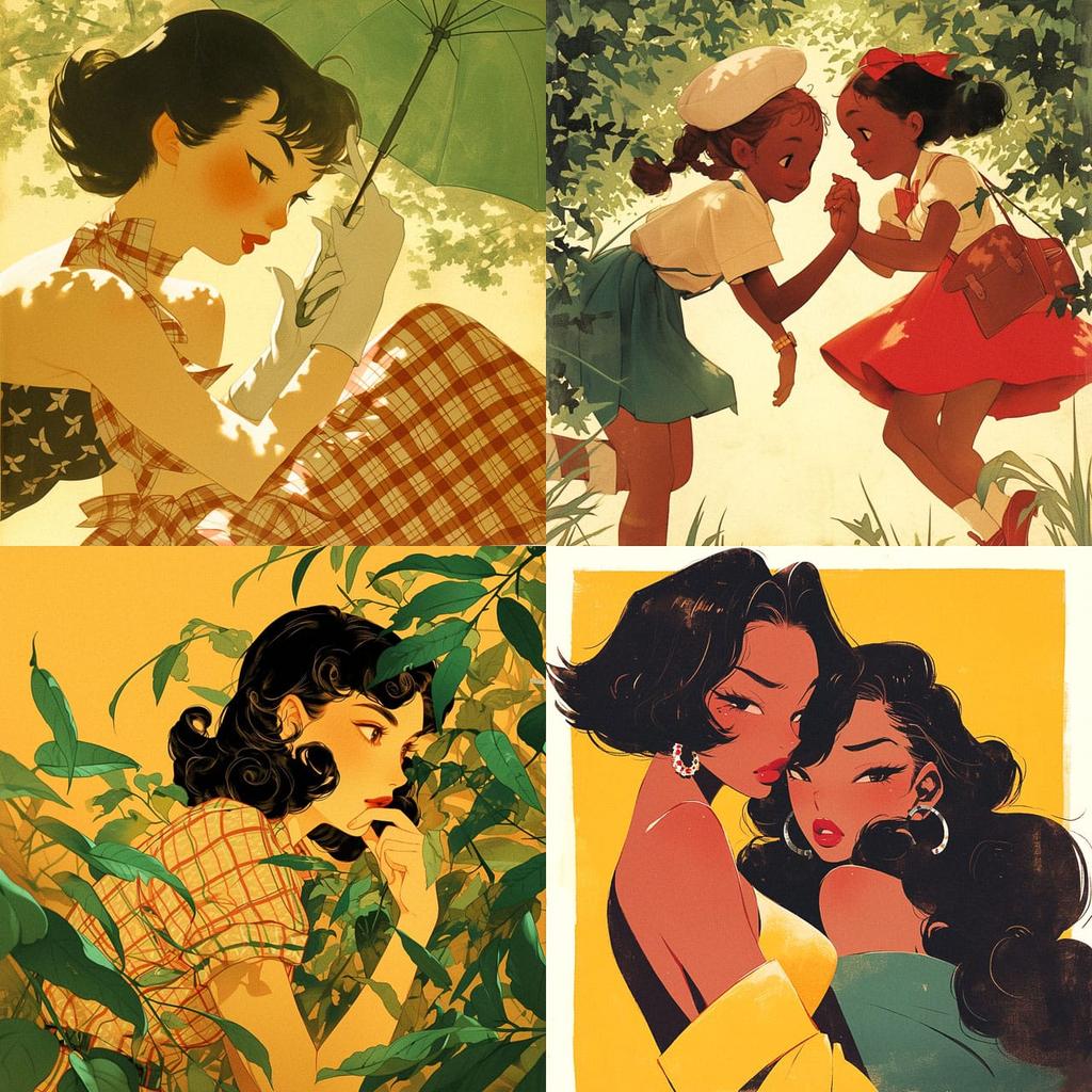 Jackie Ormes style, Midjourney Niji 5, render 1 of 4