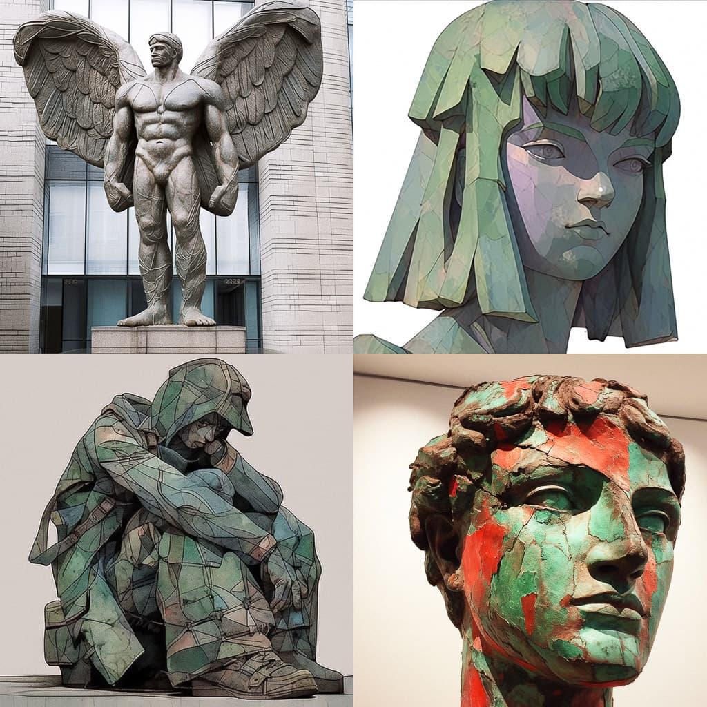 Jacob Epstein style, Midjourney Niji 5, render 1 of 4