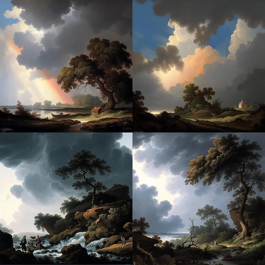 Jacob van Ruisdael style, Midjourney Niji 5, render 1 of 4
