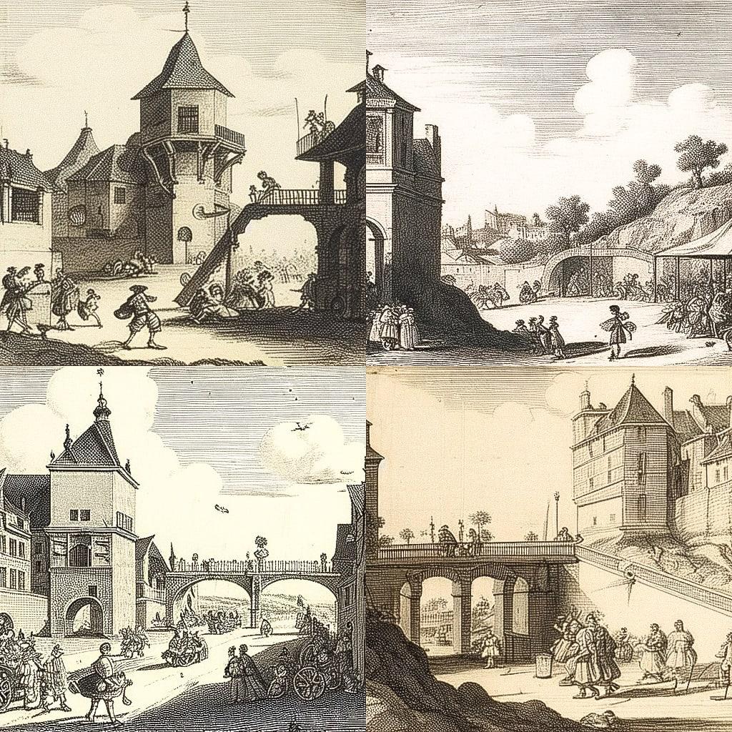 Jacques Callot style, Midjourney Niji 4, render 1 of 4